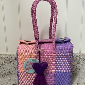 Purple and Pink Woven Bag
